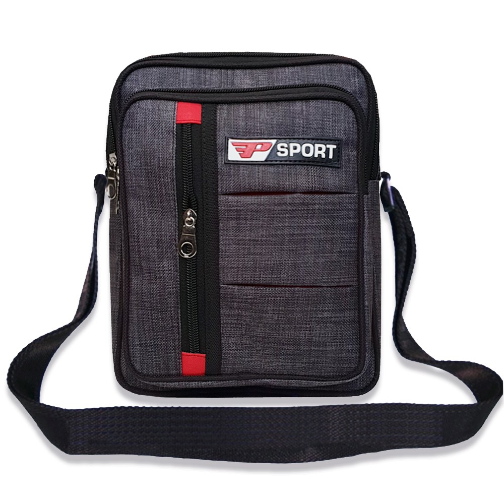 SHOPEE 7.7 BOMBASTIS SALE!! SPORT Tas Selempang Pria Wanita Unisex Slingbag Pria SPORT0101 Bahan Kanvas - Grey