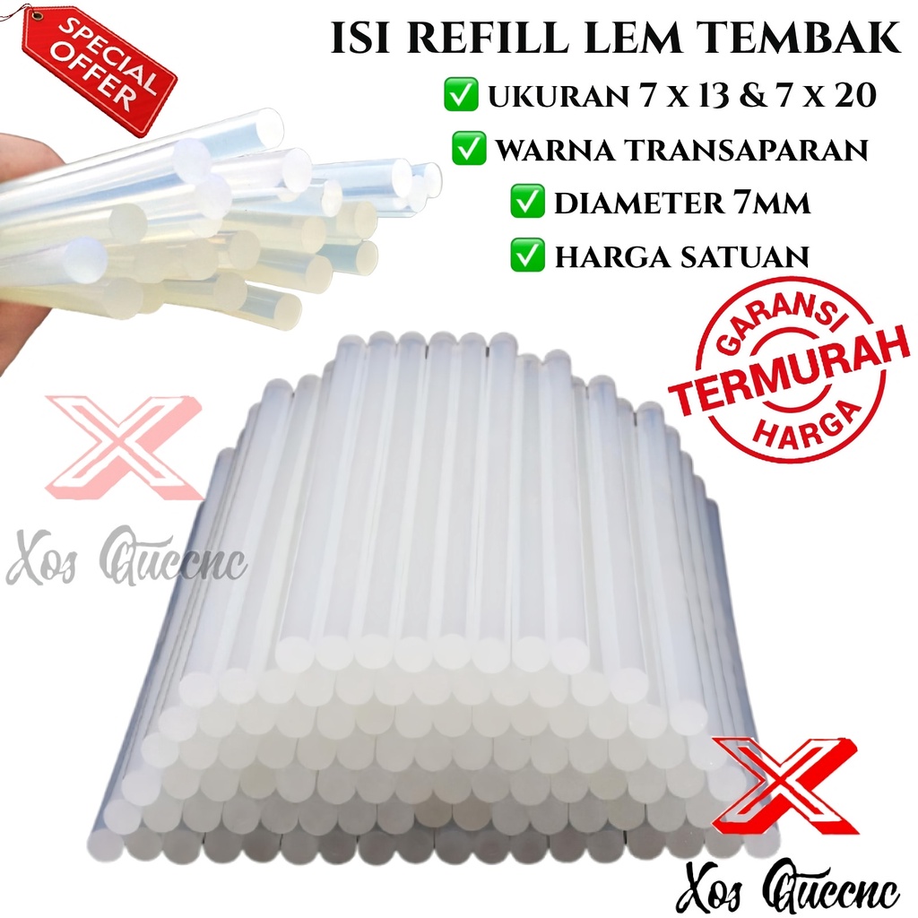 XOQ - Isi Lem Tembak Stik / Refill lem Tembak Ukuran 7x13 &amp; 7x20 / Glue Stick /  Lem Tembak / Isi Lem Tembak