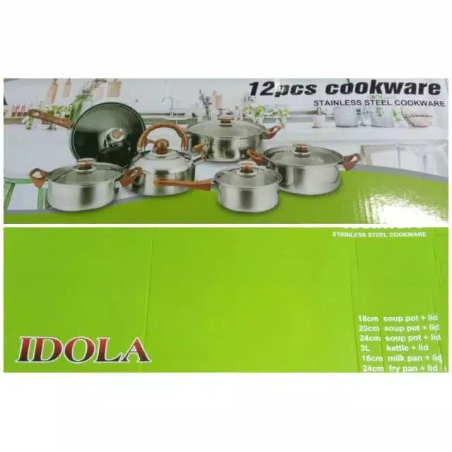 Panci Set 12pcs IDOLA/Panci Set Stainless Isi 12pcs