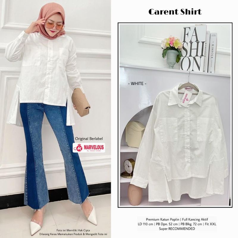 CARENT SHIRT BY MARVELOUS (BLOUSE WANITA) Blouse polos muslimah