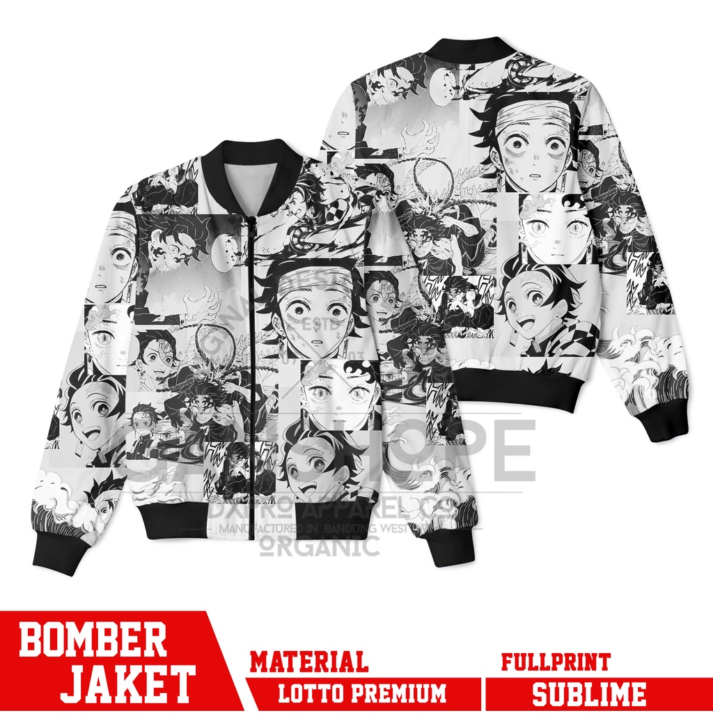 JAKET BOMBER ANIME DEMON SLAYER TANJIRO KAMADO ZENITSU AGATSUMA KIMETSU NO YAIBA FULLPRINT