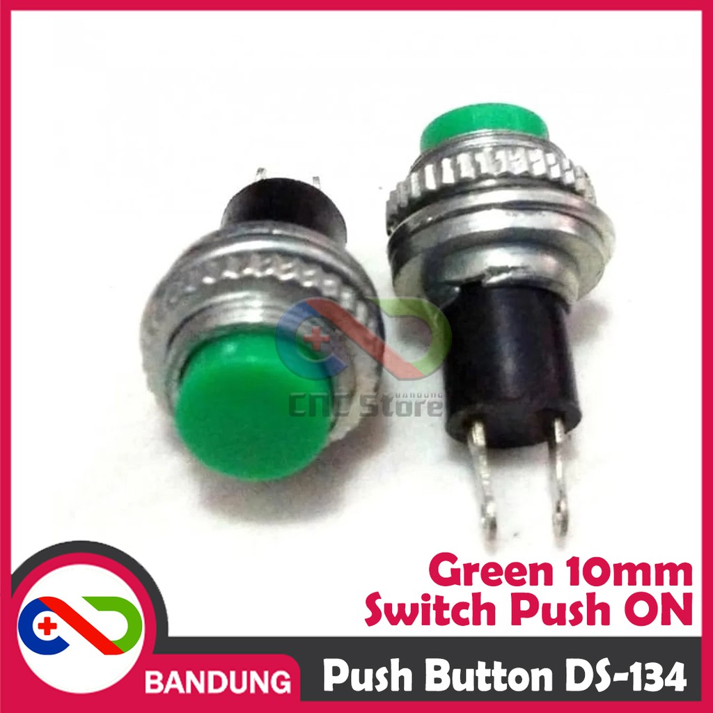 PUSH BUTTON DS-134 10MM RESET SWITCH GREEN HIJAU