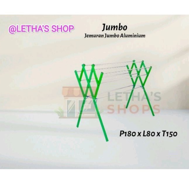 Jemuran baju aluminium jumbo warna - 9 palang + hanger