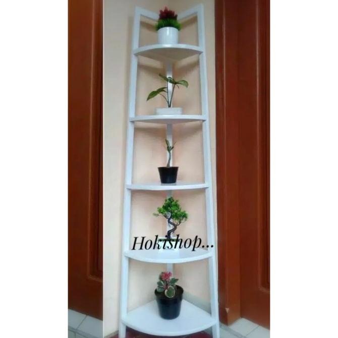 PROMO RAK BUNGA SUDUT MINIMALIS UK.150 CM BAHAN KAYU JATI PINUS ER FGF945646E