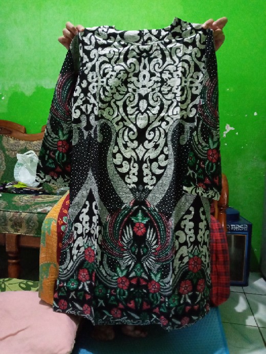 Batik Tunik Shibori Jumputan Terbaru Size S-3l / Hrb026 Yelbor Navbor / Biru Putih / Original..