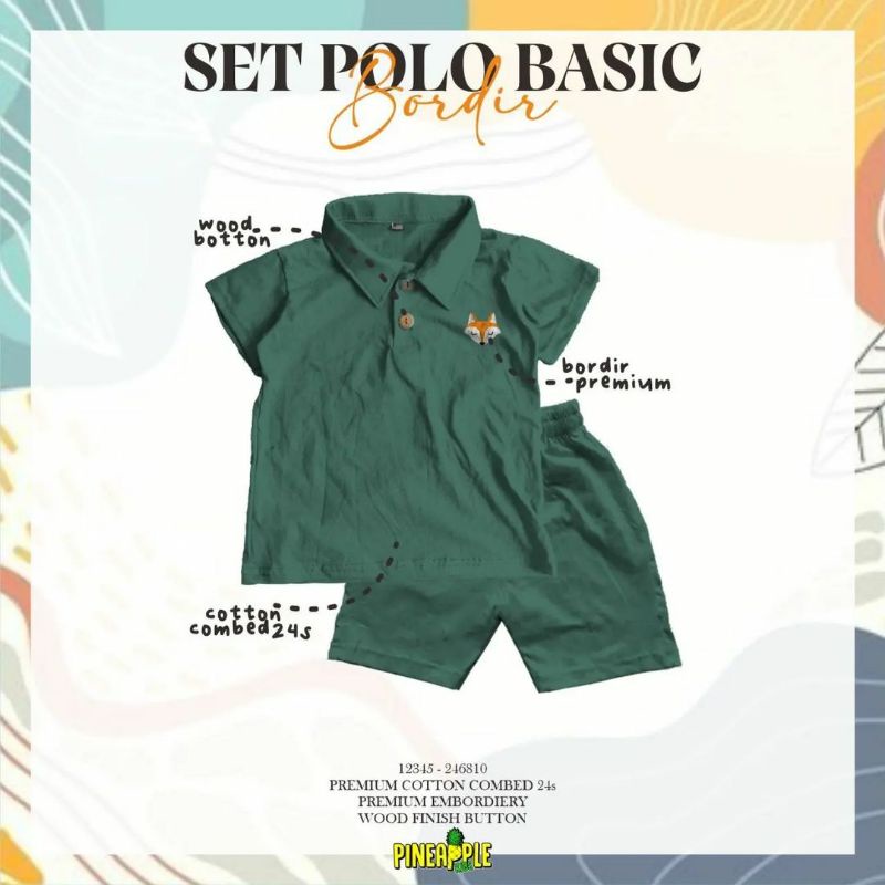 SETELAN POLO BASIC BORDIR PINEAPPLE