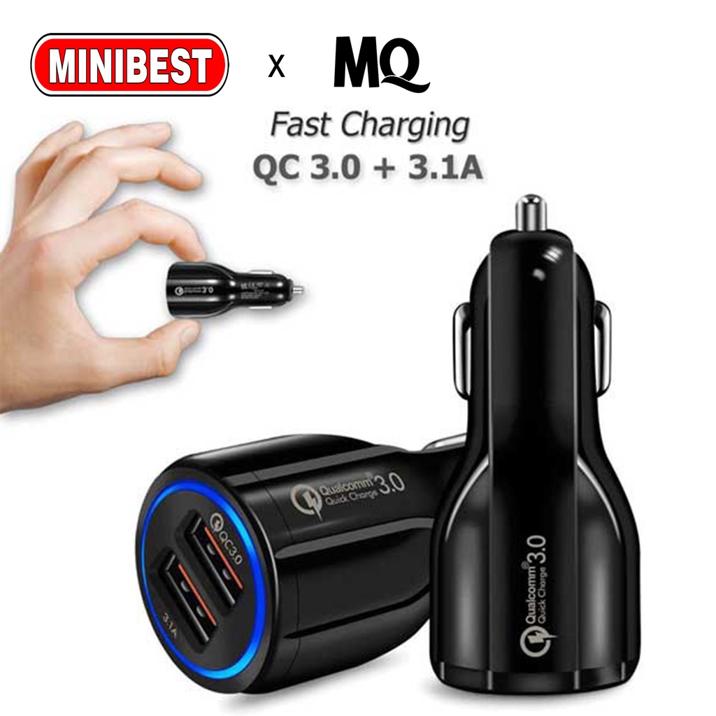 Car Charger Colokan Mobil 2 Ports QC3.0 3.1A Qualcomm Black White MQ-FT04