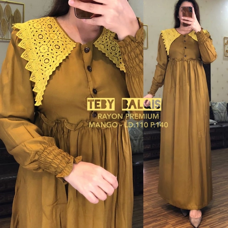 Daster Arab Teby BALQIS Dress Rayon Daster Renda