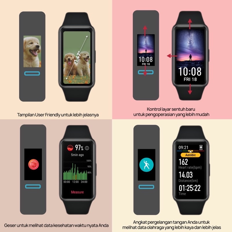 Smartwatch Huawei smart band 6 Garansi Resmi Huawei Indonesia Amoled Display Alt Miband 6 Fit Sport-3