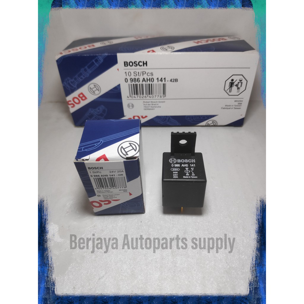 Relay BOSCH 24V 20A Kaki 4 / Relai Rilei Bosch 24 Volt 4 Pin  100% Asli Untuk Mobil