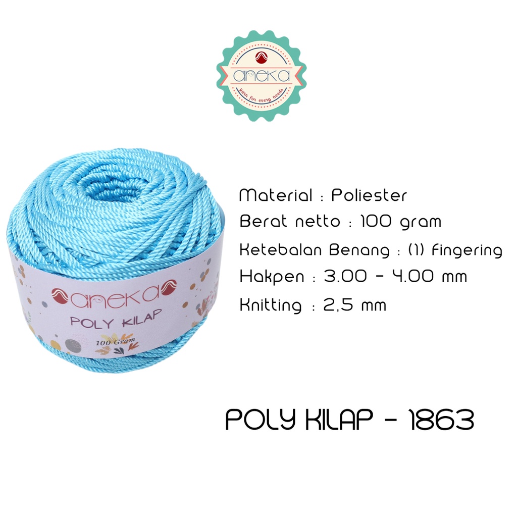 PREMIUM Benang Rajut Polyester/ Poliester / Poli Poly Kilap Warna - 1863