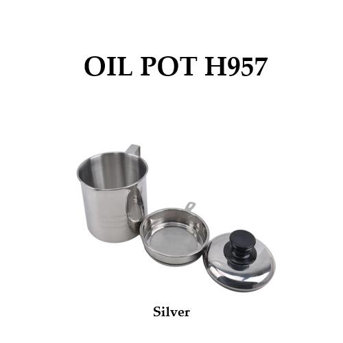 Grosir - H957 Wadah Saringan Minyak Goreng Stainless Steel / Oil Pot / Tempat Saringan Minyak