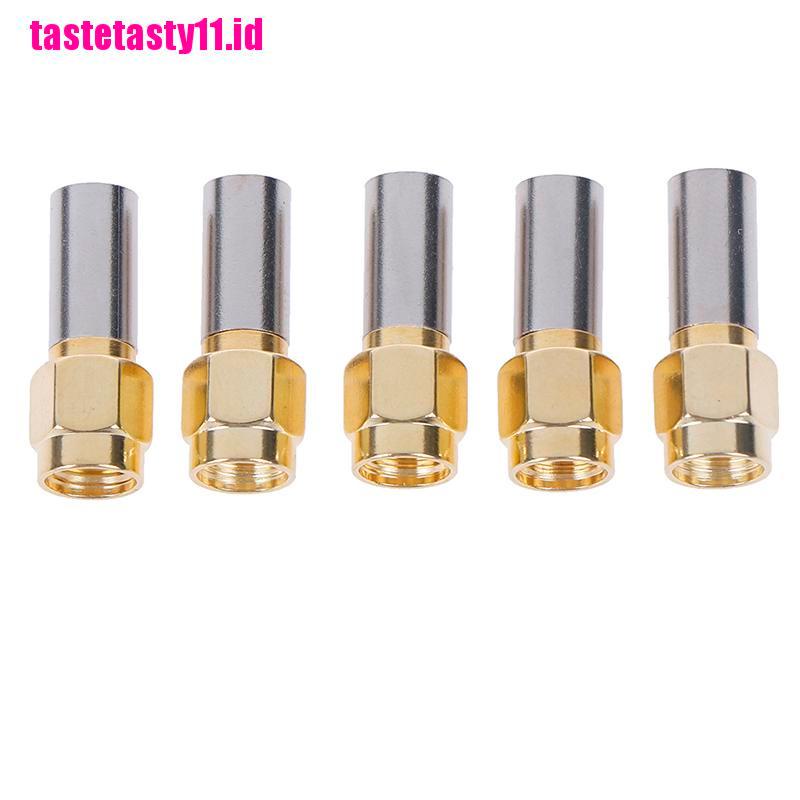 5 Pcs Konektor crimp rf coaxial sma male plug Untuk rg58 rg142 rg400