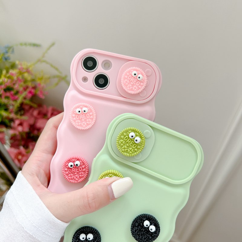 Soft Case Pelindung Kamera Desain Boneka Pink Hijau Oreos Untuk IPhone 11 12 13 14 Pro Max