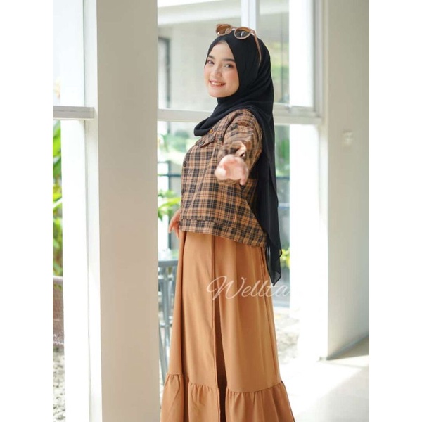 DRESS TANPA LENGAN SET CROP LEXY  BLEZER KOTAK BY WELTA/GAMIS SET BLEZER WANITA/FASHION WANITA MASA 