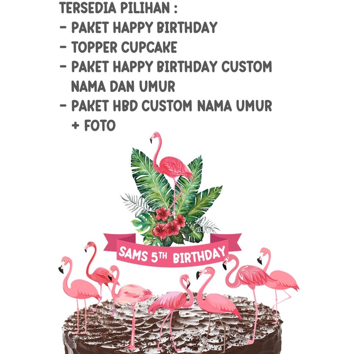 [ BISA COD ] CAKE TOPPER / TOPPER FLAMINGO / TOPPER