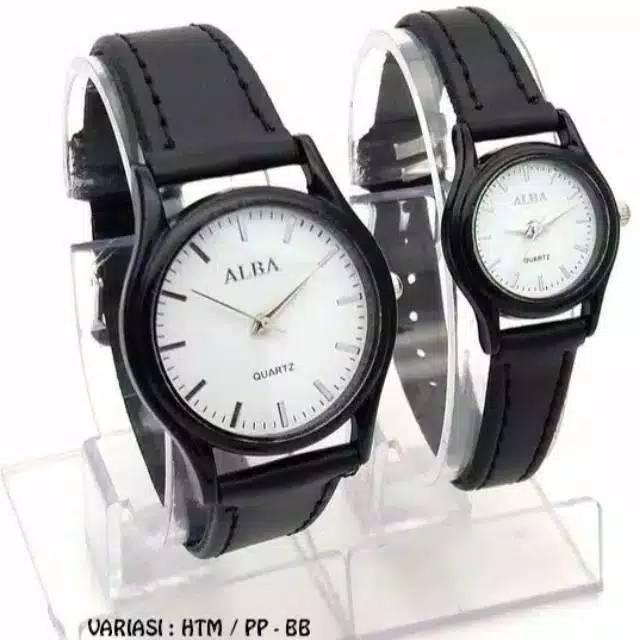 JAM TANGAN PRIA/WANITA ALBA COUPLE BALOK PUTIH KULIT Watch Wotch Wtch Jam Jqm Jsm Jaam Jan Tangan Ta