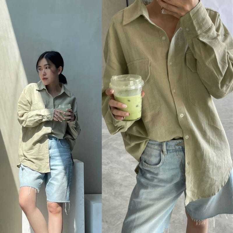 LiVi Kemeja Linen Oversize - Kemeja Wanita- Kemeja Oversize Wanita