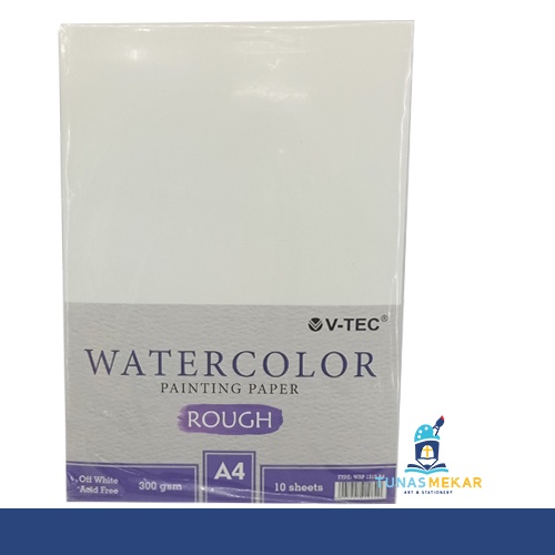 

V-TEC Watercolor Paper Rough 300 Gsm A4 - 10 Sheets