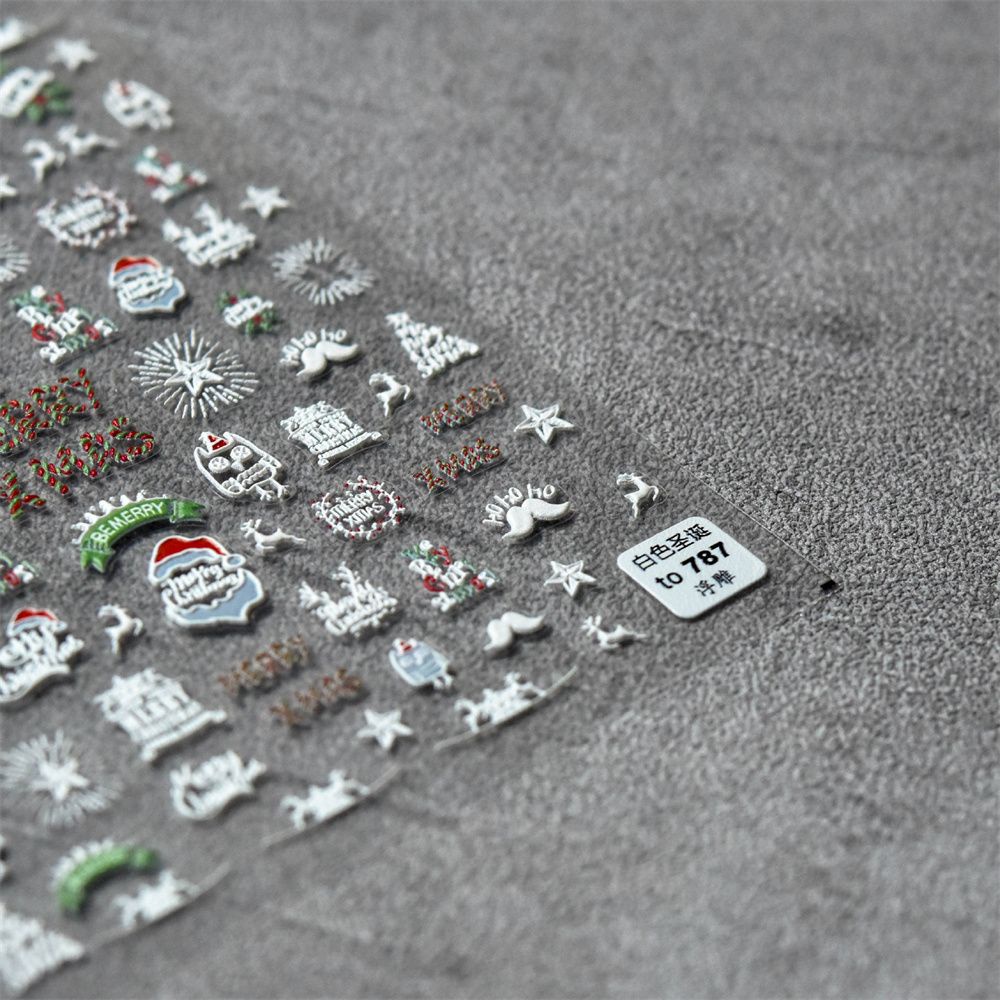 Mxbeauty Stiker Kuku Motif Kartun Snowman / Santa Claus / Natal 5d Untuk Dekorasi Nail Art / Manicure Diy