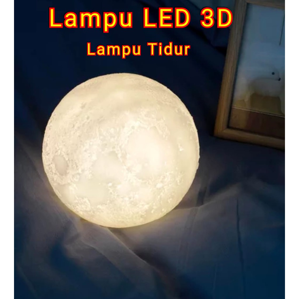 Lampu Tidur 3D Moon Light / Lampu Hias / Lampu Meja / Bola lampu - 6&quot;