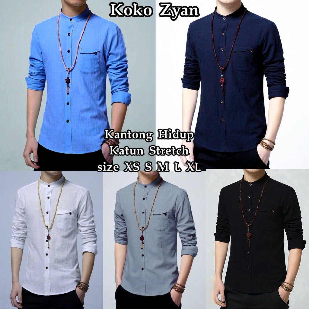 baju koko katun stretch biru - Biru Muda [koko zyan dongker OT]