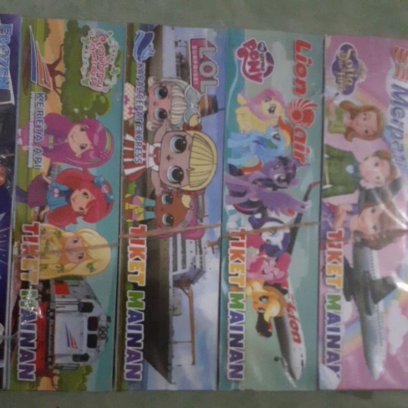 mainan anak tiket bis pesawat kpl laut kereta api harga persatu pcs