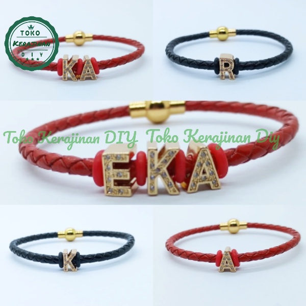 Gelang Tali Wanita Inisial Huruf Gelang Liontin Huruf Xuping Aksesoris Fashion