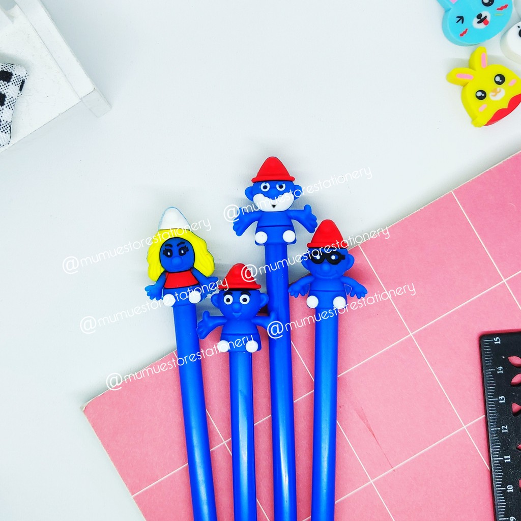 

12pcs pulpen gel PULPEN BERKARAKTER SMURF /gel pen / Ink gel pen