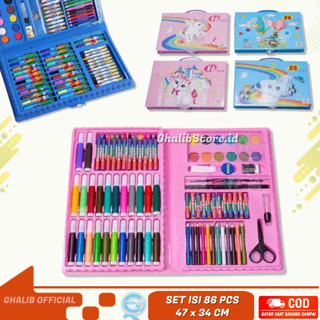 

Crayon set 86 Pcs Pensil Warna Colouring Set Stationary Alat Lukis Menwarnai Gambar Set Kado Anak