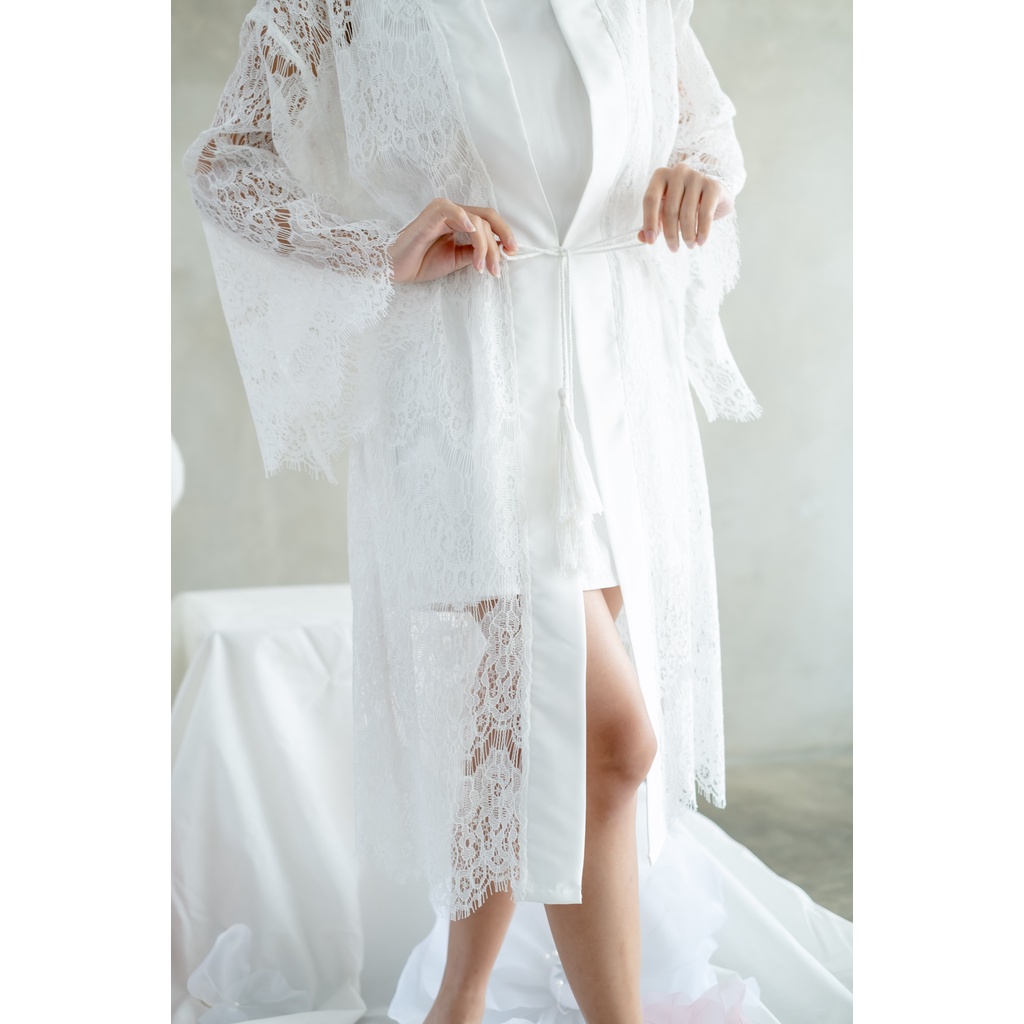 Milaca Robe- FAE Collection- Kimono Pengantin Brokat Renda Bride Robe Wedding Robe