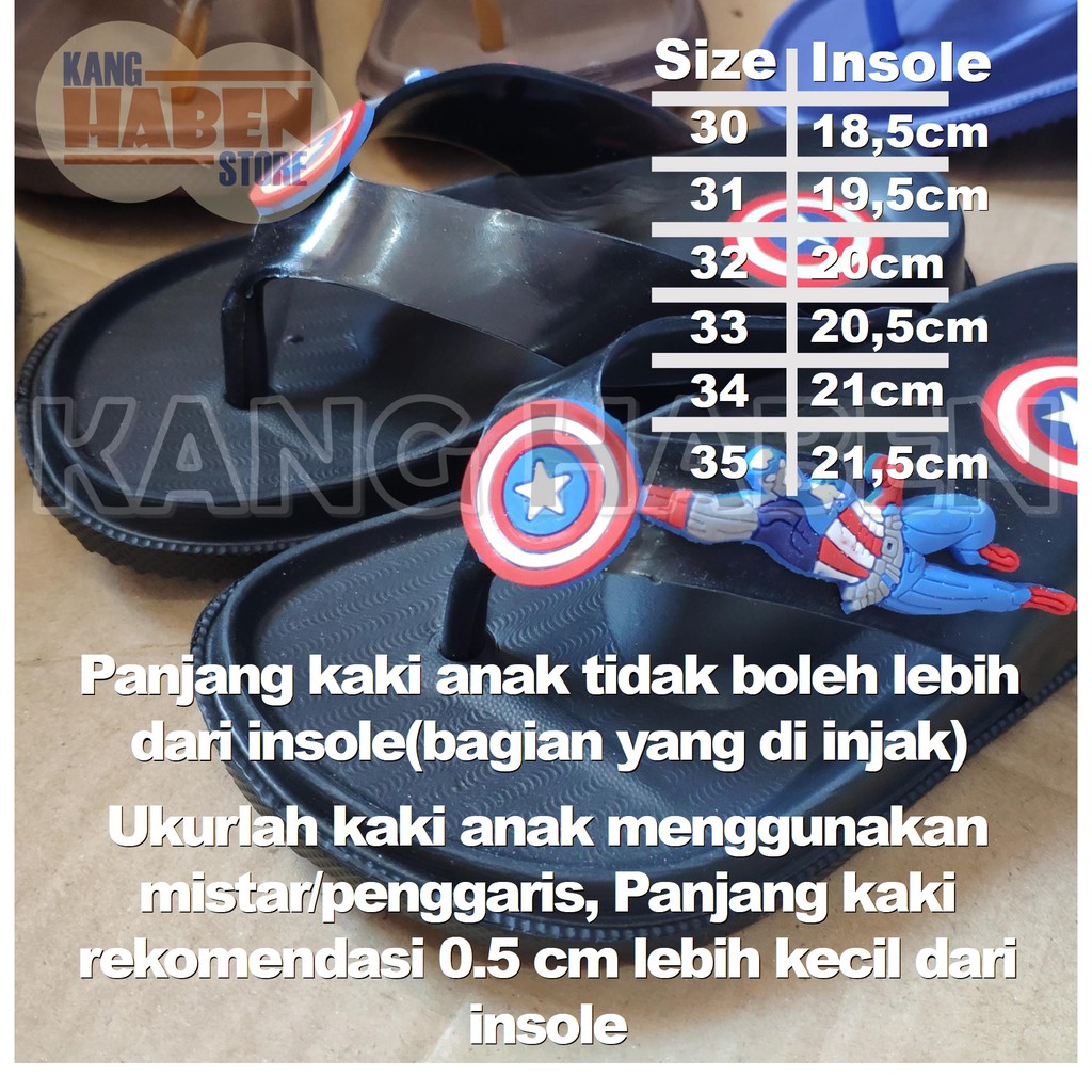 Sandal Japit Anak Cowok Karakter Kapten Amerika Bahan Karet Keren 356DC 24-29