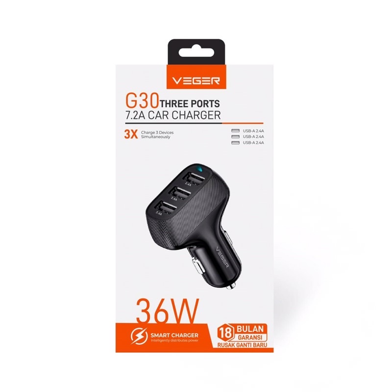 car charging mobil Veger G30 3port usb