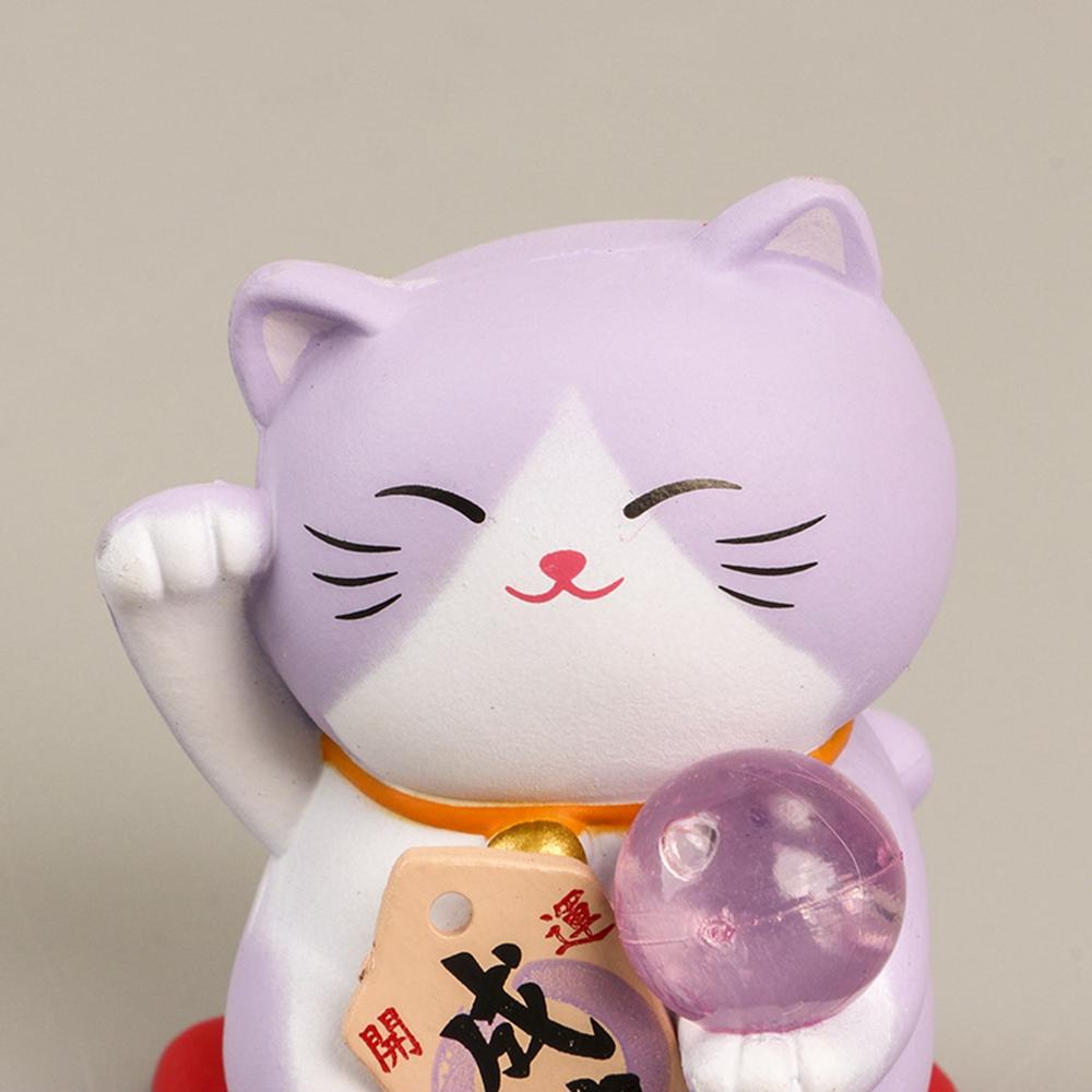 [Elegan] Lucky Cat Figurine 3D Kartun Hadiah Mobil Desktop Ornamen Kaca Dekorasi Decoration Craft