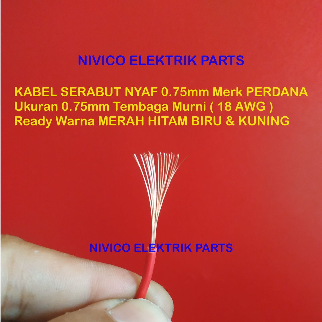 5 Meter Kabel Serabut Tunggal NYAF 0.75mm Merek PERDANA/ Kabel Serabut 0.75mm/Kabel Api 0.75mm
