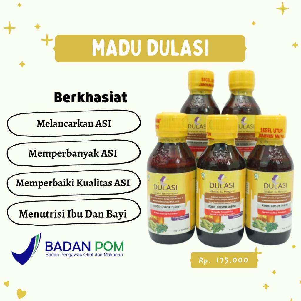 

DULASI - Madu Lancar Asi Dan Meningkatkan Kualitas Asi Agar Maksimal Dengan Ekstrak Katuk Berat Bersih 175Gram