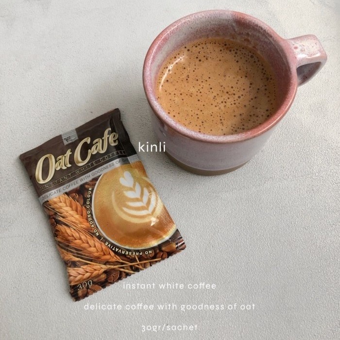 oat cafe instant white coffee oat latte vegan dairy free by fitwell sachet