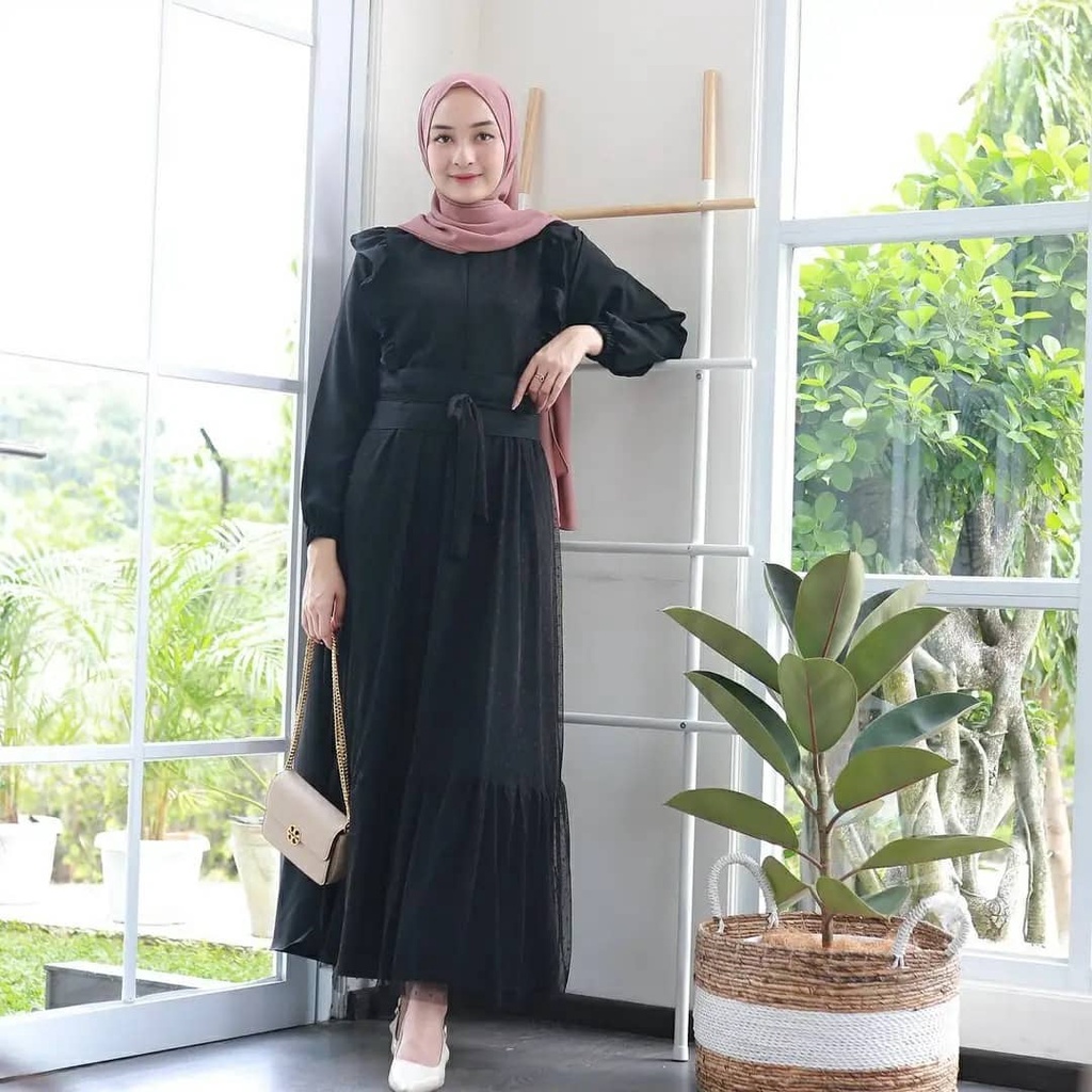 GAMIS WANITA TERBARU AMOR DRESS MC WOLLYCRAPE MIX TILE DOT LD 100 cm PB 138 cm RESLETING DEPAN / BUSUI GAMIS WANITA TERBARU 2023 KEKINIAN / DRESS WANITA JUMBO / MAXY DRESS WANITA KOREAN STYLE