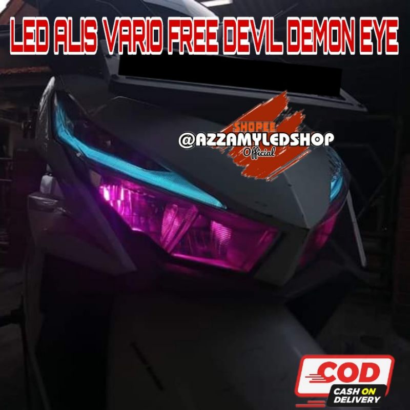 Paket lampu motor DRL alis lampu alis vario 125 vario 150 tahun 2015 2016 2017 2018 free demon eye devil eye