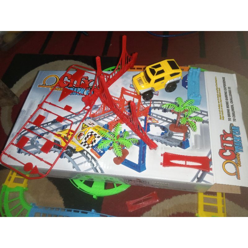 mainan anak mobil kecil + track jalur yang bisa di rakit CITY TRACK TOYS keren