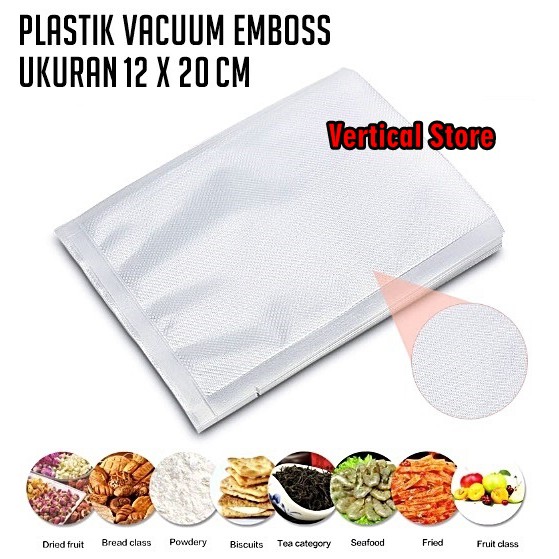 

Plastik Vacuum Sealer Emboss Bintik Food Grade Bening 12 x 20 cm