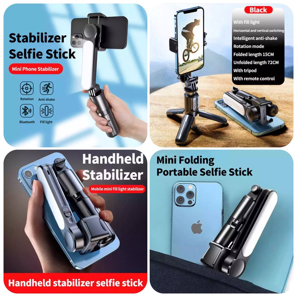 Gimbal Stabilizer HP L09 Selfie Stick Tripod Shooter Lampu SMARTPHONE