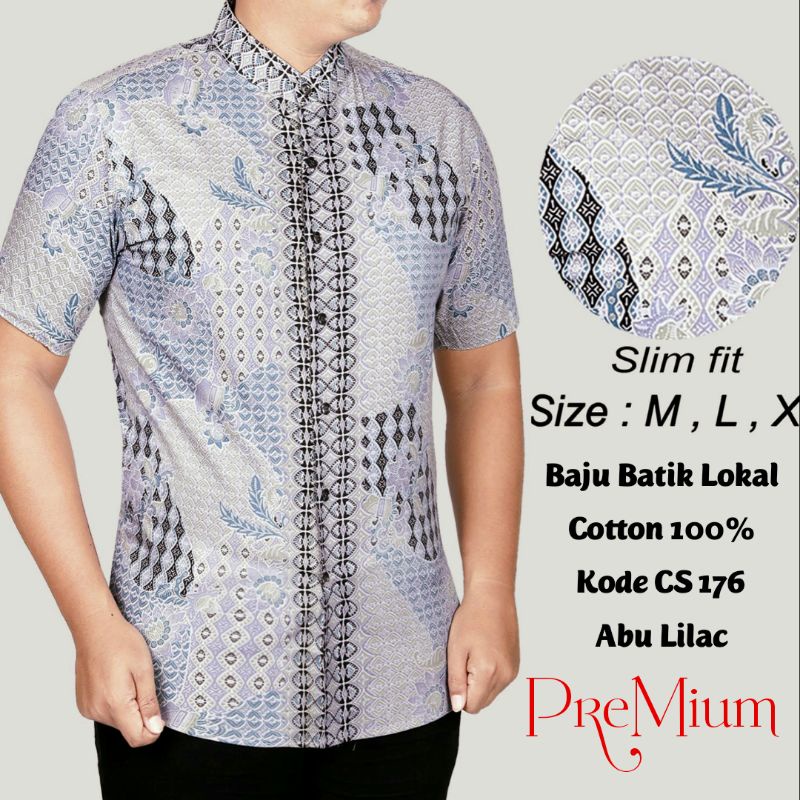 CBS 725 HEM KEMEJA BATIK PRIA SLIM FIT LENGAN PENDEK COLIN DION-CS 176