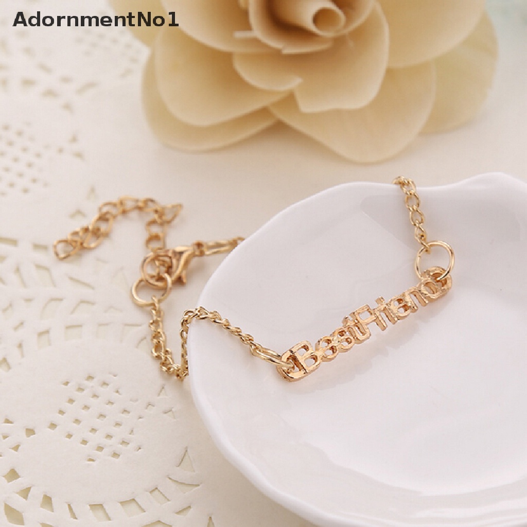 (AdornmentNo1) Gelang Persahabatan Bahan Alloy Desain Tulisan Best Friends Untuk Pria / Wanita