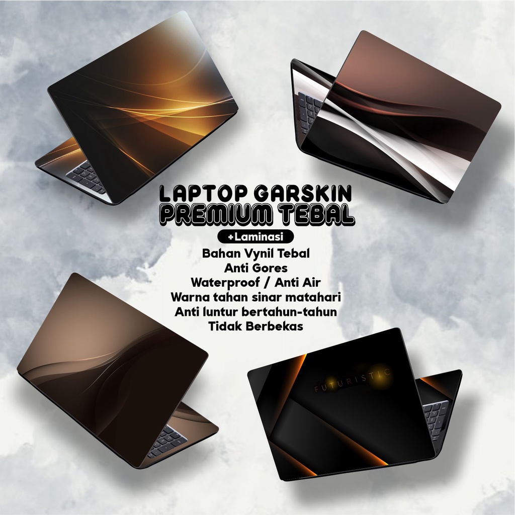 Garskin Laptop Anti Gores Elegant Brown Gold Geometris Premium Full set 10 12 13 14 15 inch  Universal Untuk Semua Merk Laptop