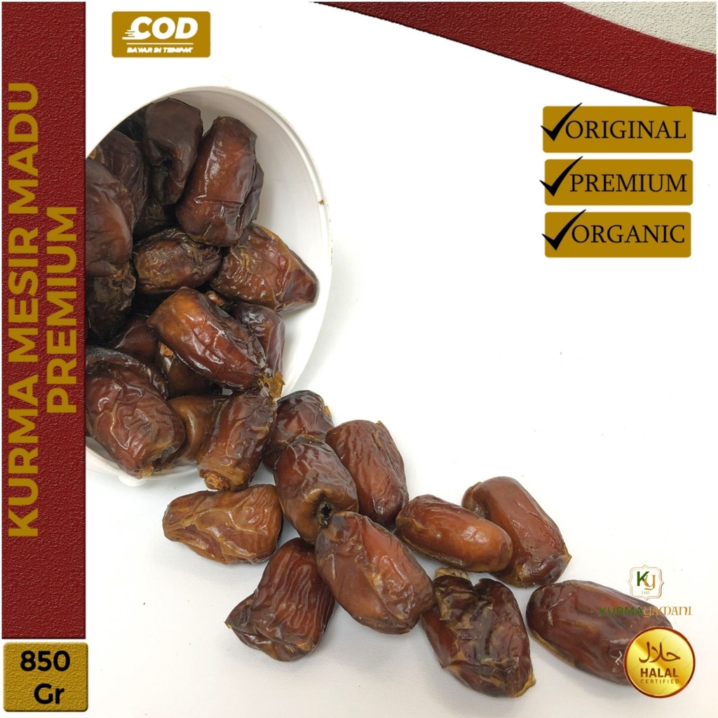 

Kurma Mesir Madu Premium 850 Gram Kemasan Ember Organic / Kurma madu Mesir golden valley / kurma mesir premium kemasan ember