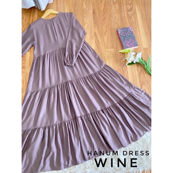Hanum dress premium / dress polos / dress busui / gamis busui / dress rayon twill / dress hitam polos / BISACOD-WINE