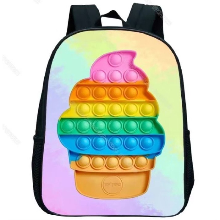 New Tas Ransel Anak Teenager Remaja POP IT POP RAINBOW / Backpack Unik Lucu Gemoy