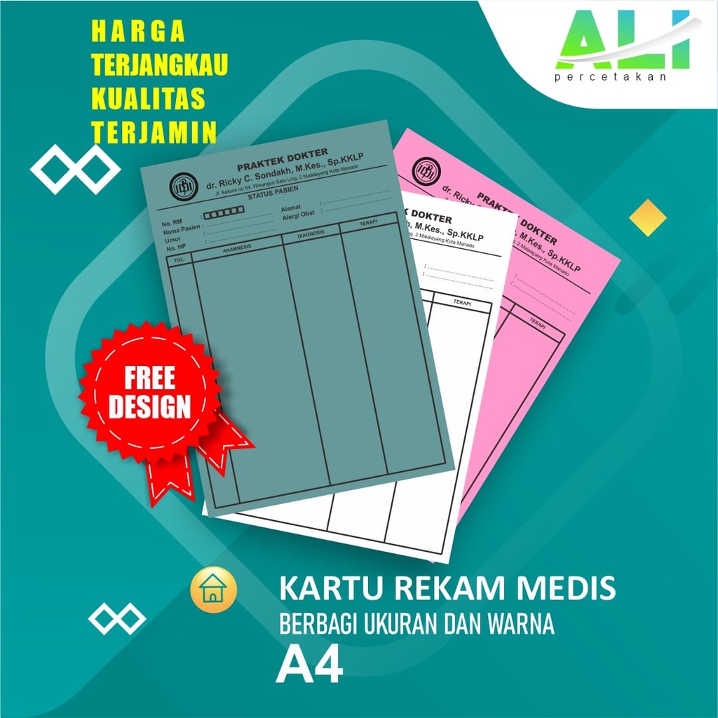 

Cetak Kartu Rekam Medis /Custom Kartu Status Pasien Medical Record UK A4