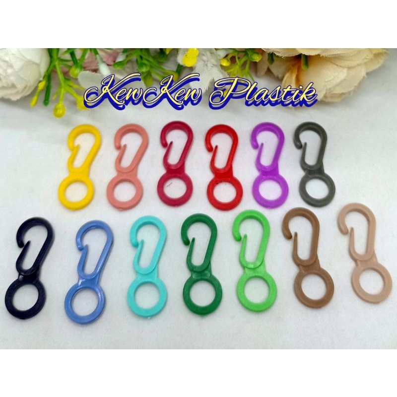 Pengait Plastik 100 pcs Kait Plastik KewKew Plastik Kait Plastik Warna Warni Kew Kew Hook Pengait